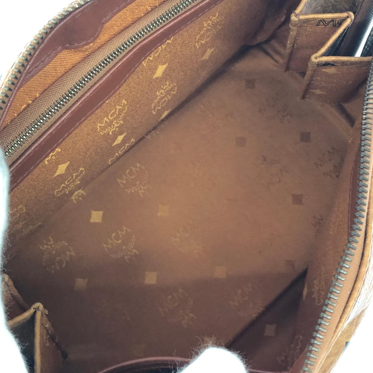 MCM 2WAY Mini Boston Bag Viscose/PVC Brown Unisex 6