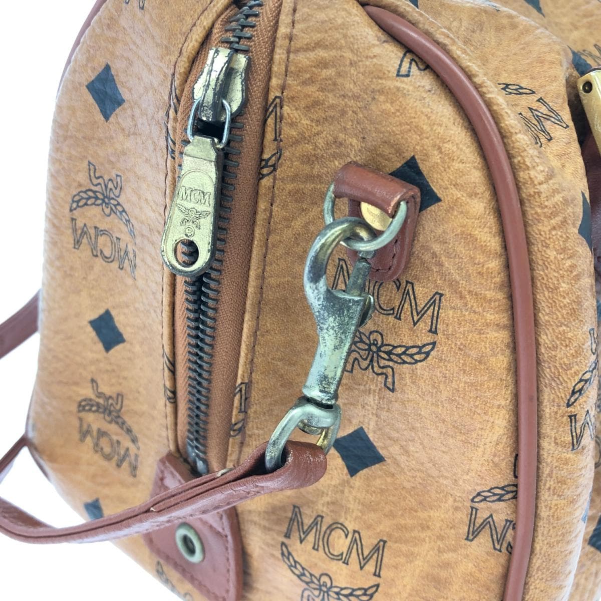 MCM 2WAY Mini Boston Bag Viscose/PVC Brown Unisex 8