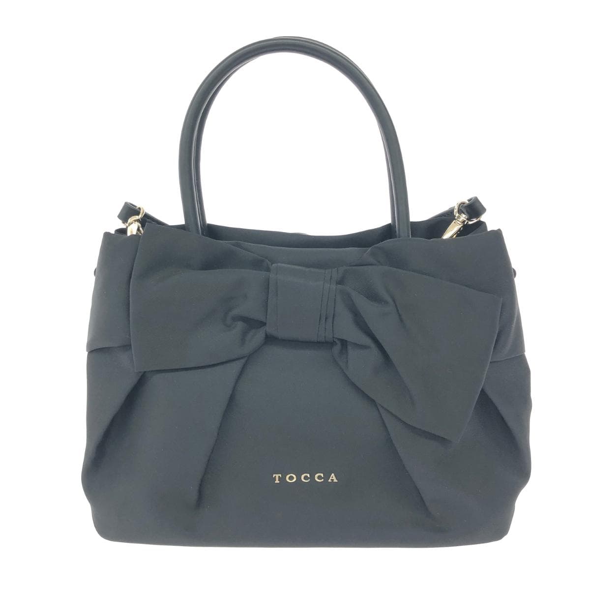 TOCCA 2WAY bag in excellent condition, ribbon design/nylon, black, for ladies