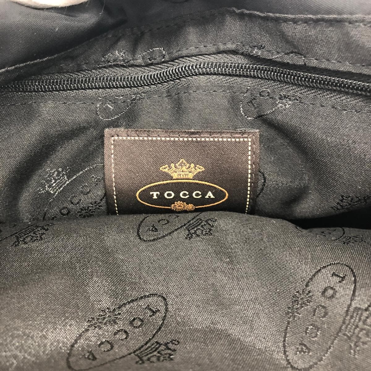 TOCCA 2WAY bag in excellent condition, ribbon design/nylon, black, for ladies 7