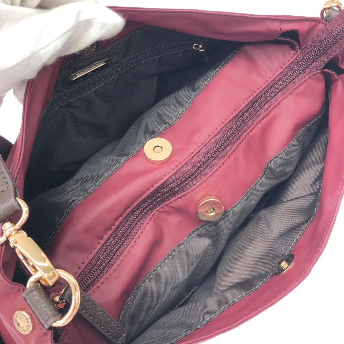 LA BAGAGERIE Shoulder Bag Good Condition Nylon Bordeaux/Red Women's 5