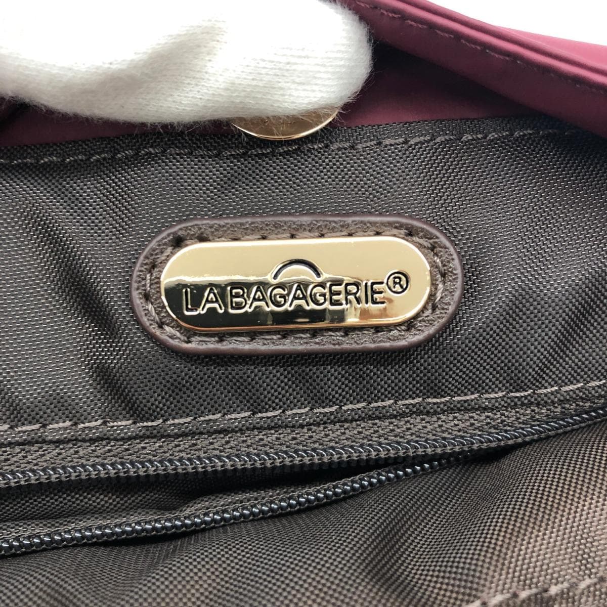 LA BAGAGERIE Shoulder Bag Good Condition Nylon Bordeaux/Red Women's 8