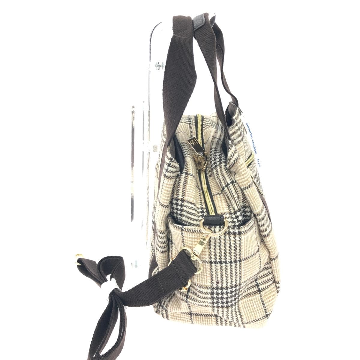 Marie Claire Fabric 2WAY Mini Boston Bag, Unused Item, Greige/Beige, Women's 2