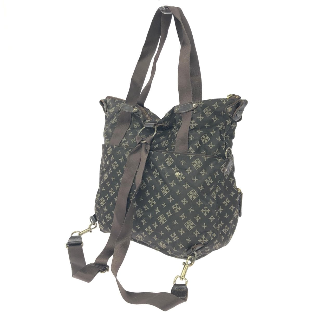 russet Lattice 3WAY bag/backpack Monogram/nylon Brown women's 3