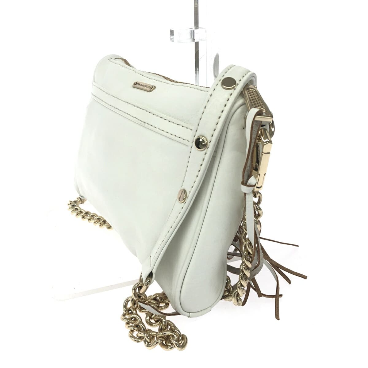REBECCA MINKOFF Chain Shoulder Bag Fringe/Leather White Ladies 3