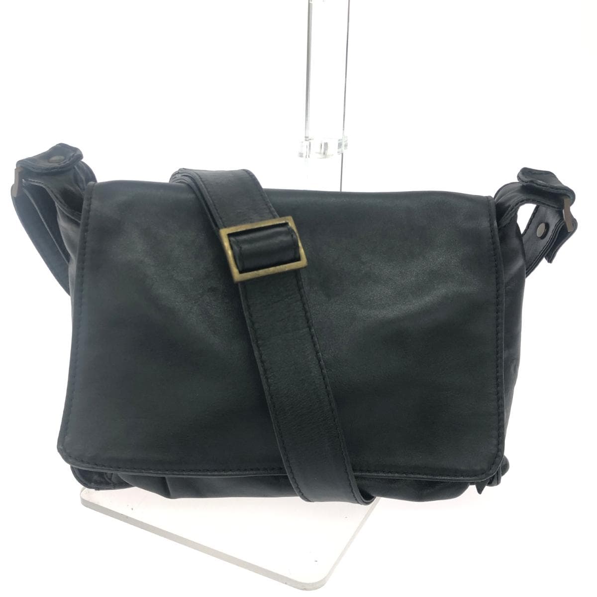 Marco Buggiani Shoulder Bag Flap / Leather Black Women's