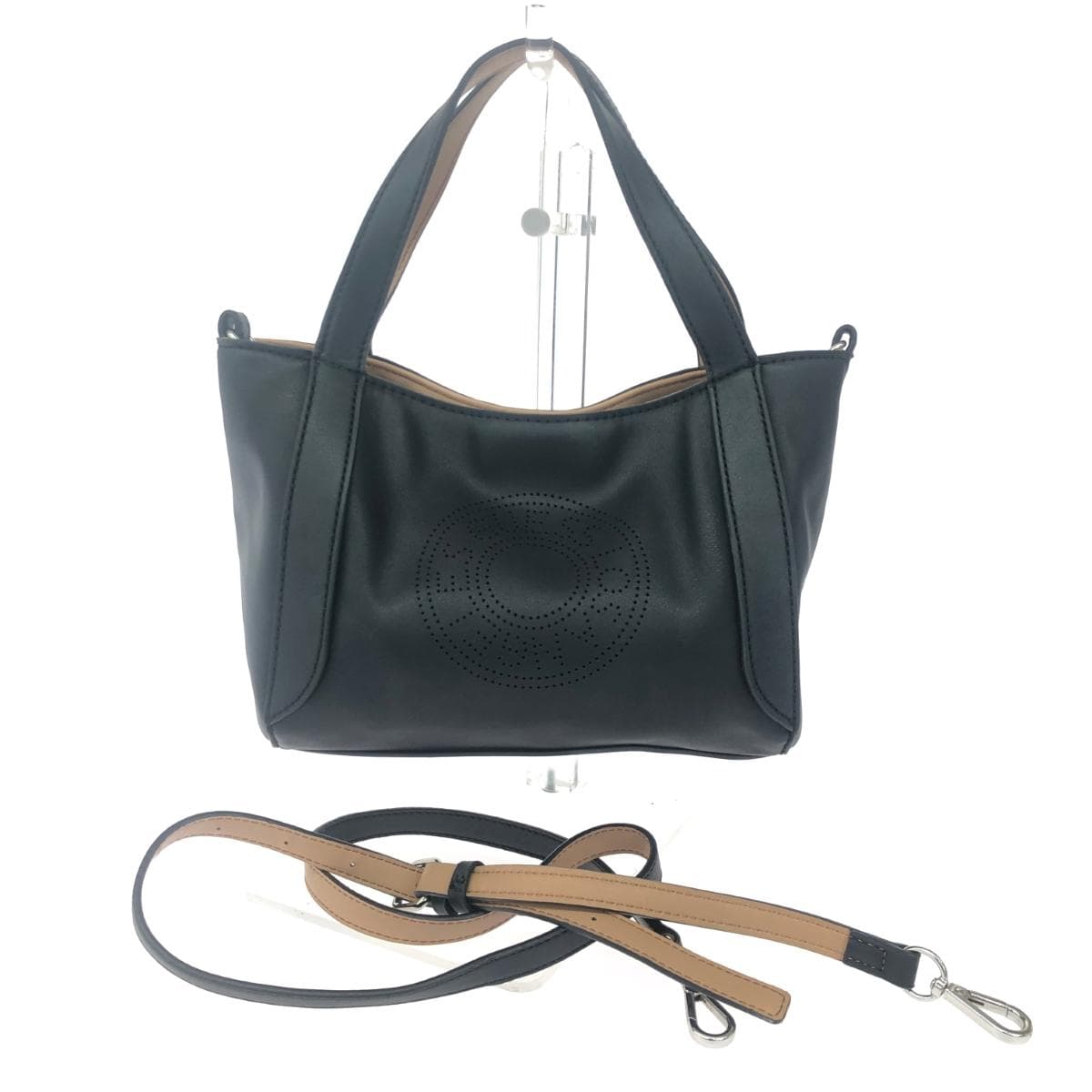 GUESS 2WAY Tote Bag Punching/PVC Black Ladies