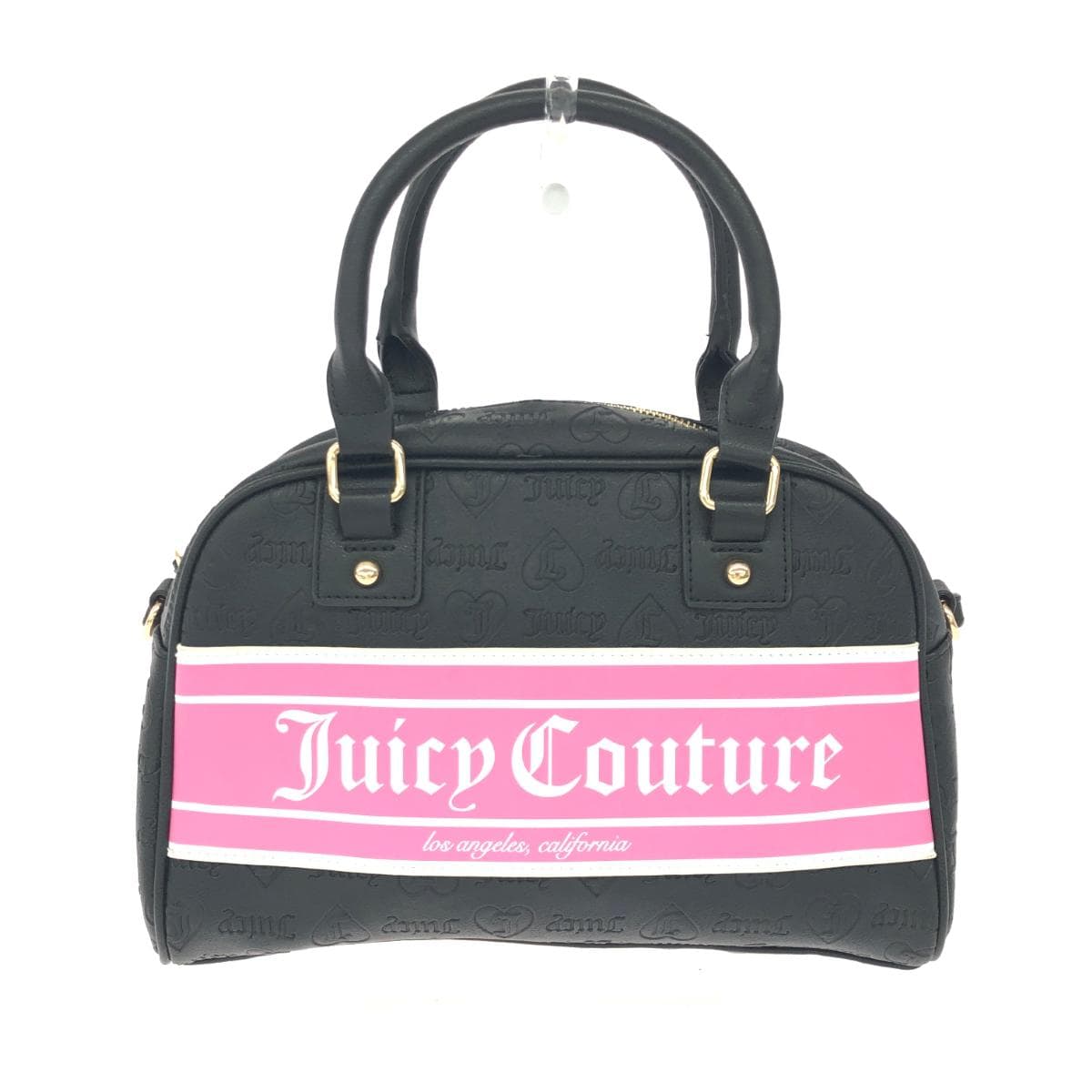 JUICY COUTURE 2WAY Boston Bag Good Condition Logo/Embossed/PVC Black Women's