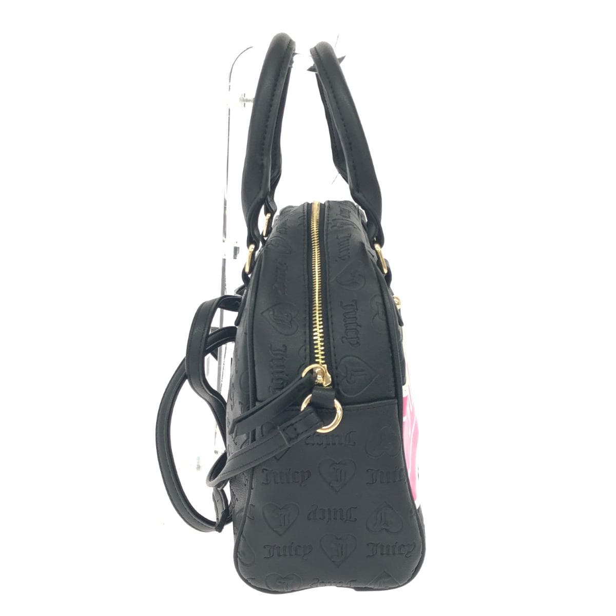 JUICY COUTURE 2WAY Boston Bag Good Condition Logo/Embossed/PVC Black Women's 2