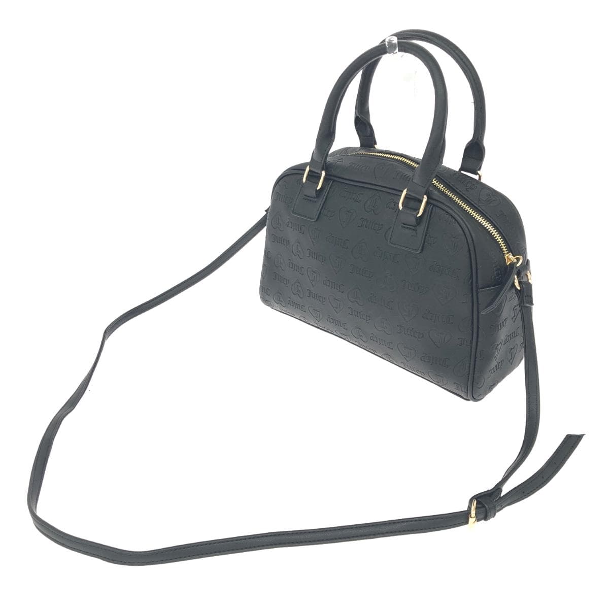 JUICY COUTURE 2WAY Boston Bag Good Condition Logo/Embossed/PVC Black Women's 3