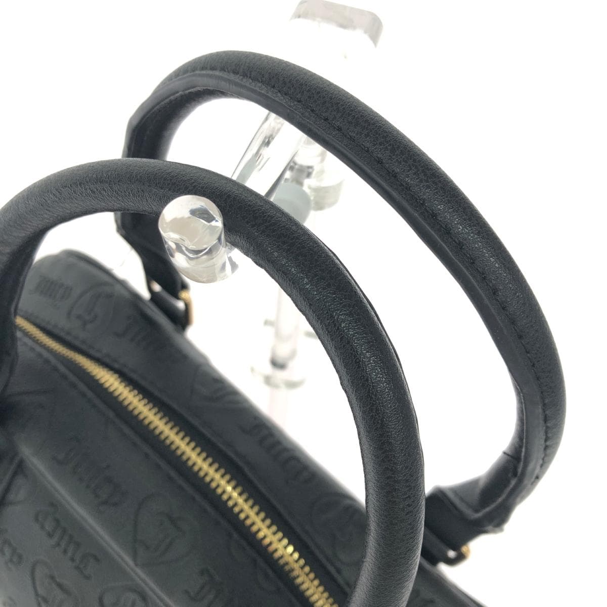 JUICY COUTURE 2WAY Boston Bag Good Condition Logo/Embossed/PVC Black Women's 4