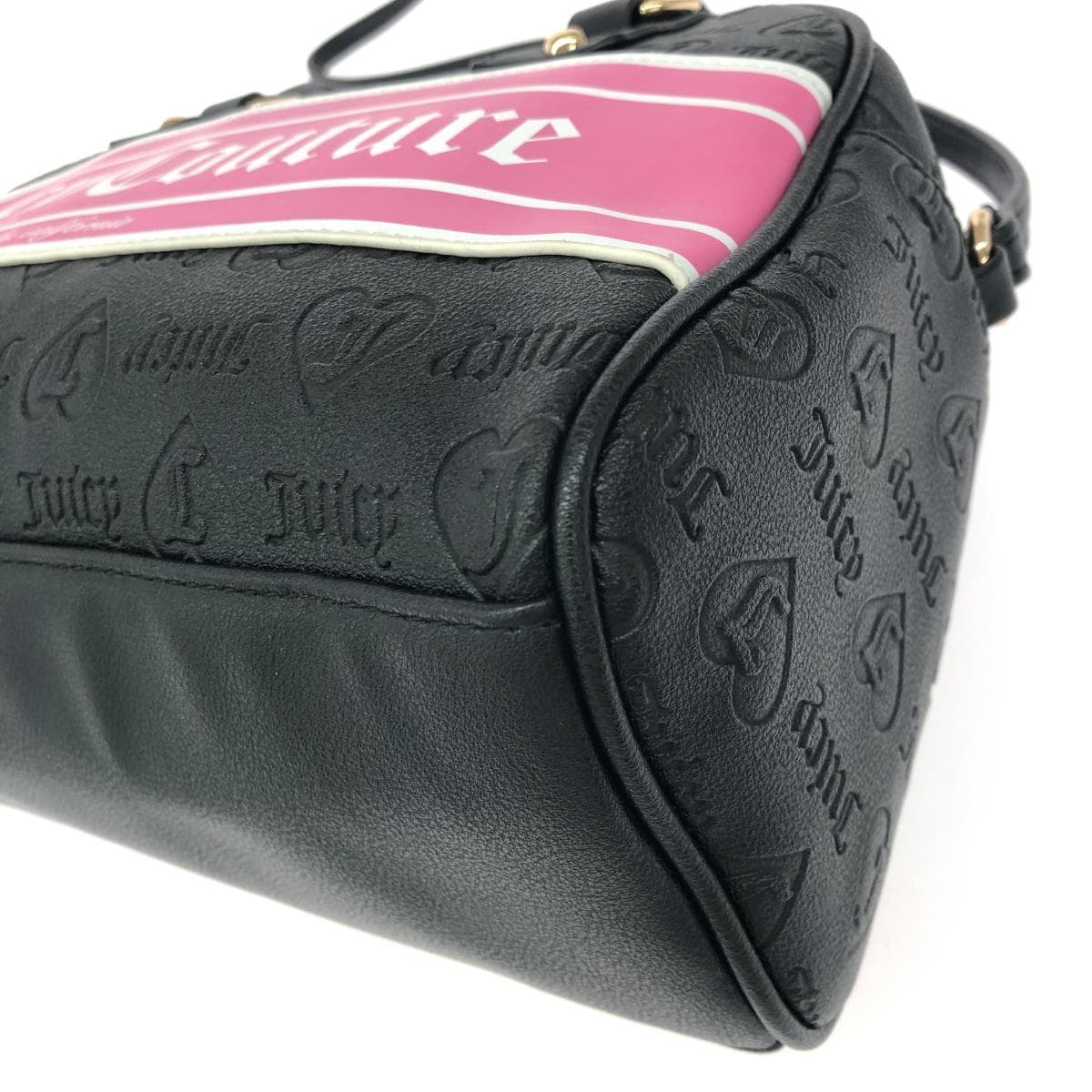 JUICY COUTURE 2WAY Boston Bag Good Condition Logo/Embossed/PVC Black Women's 7