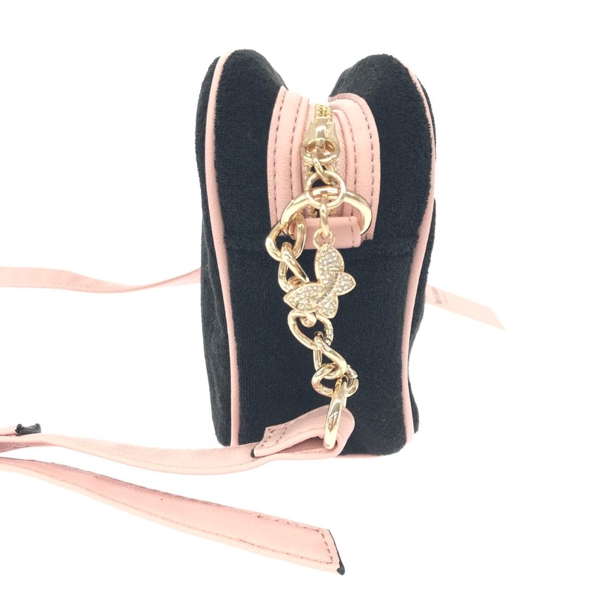 JUICY COUTURE Juicy Couture Chain Shoulder Bag Like New Embroidery / Butterfly / Rhinestones / Pile Black Ladies 2