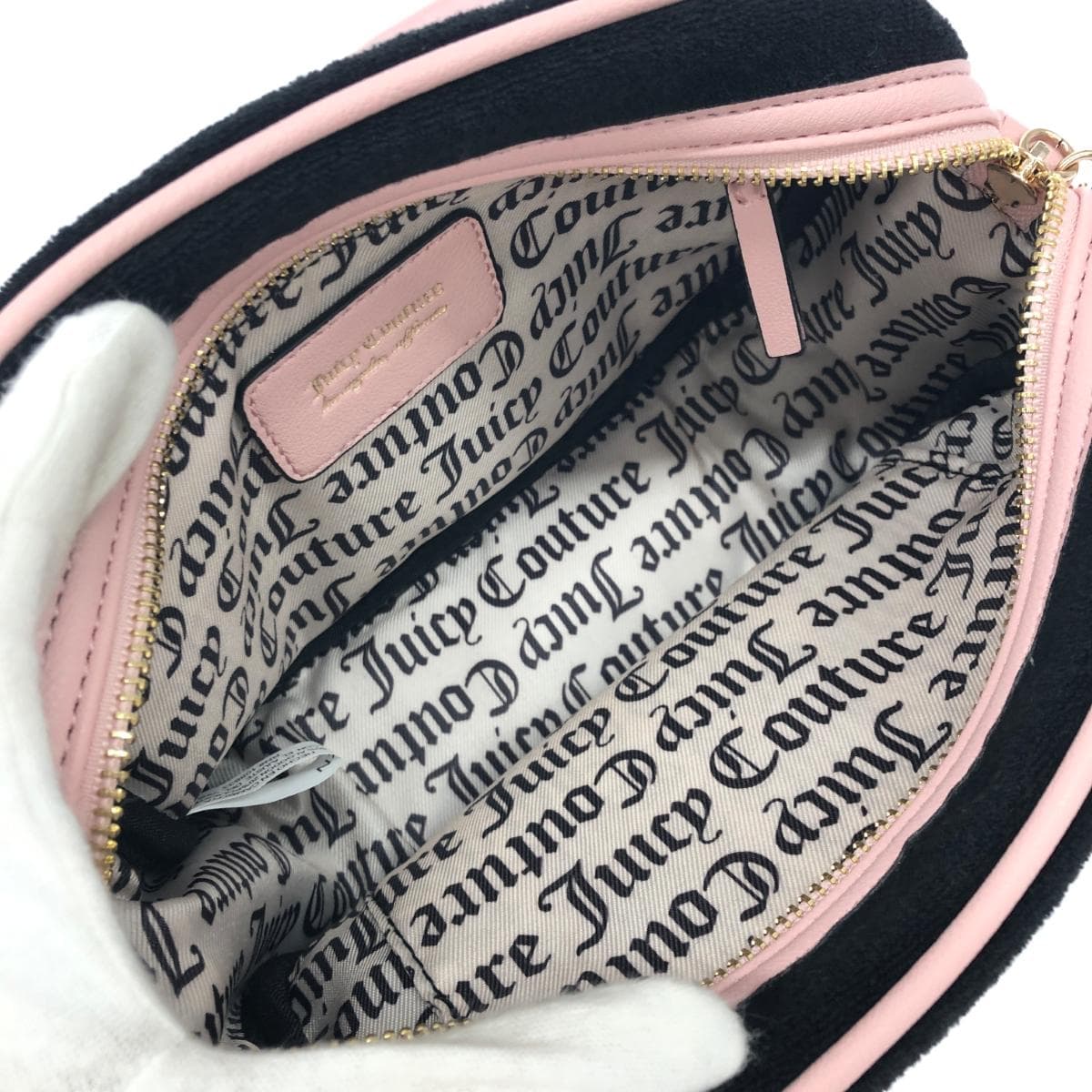 JUICY COUTURE Juicy Couture Chain Shoulder Bag Like New Embroidery / Butterfly / Rhinestones / Pile Black Ladies 6