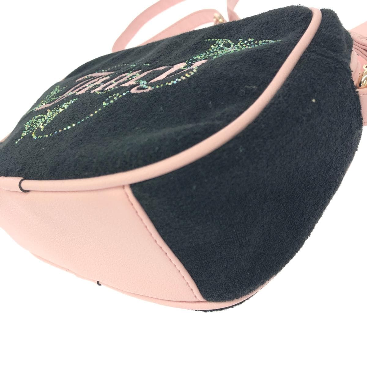 JUICY COUTURE Juicy Couture Chain Shoulder Bag Like New Embroidery / Butterfly / Rhinestones / Pile Black Ladies 8