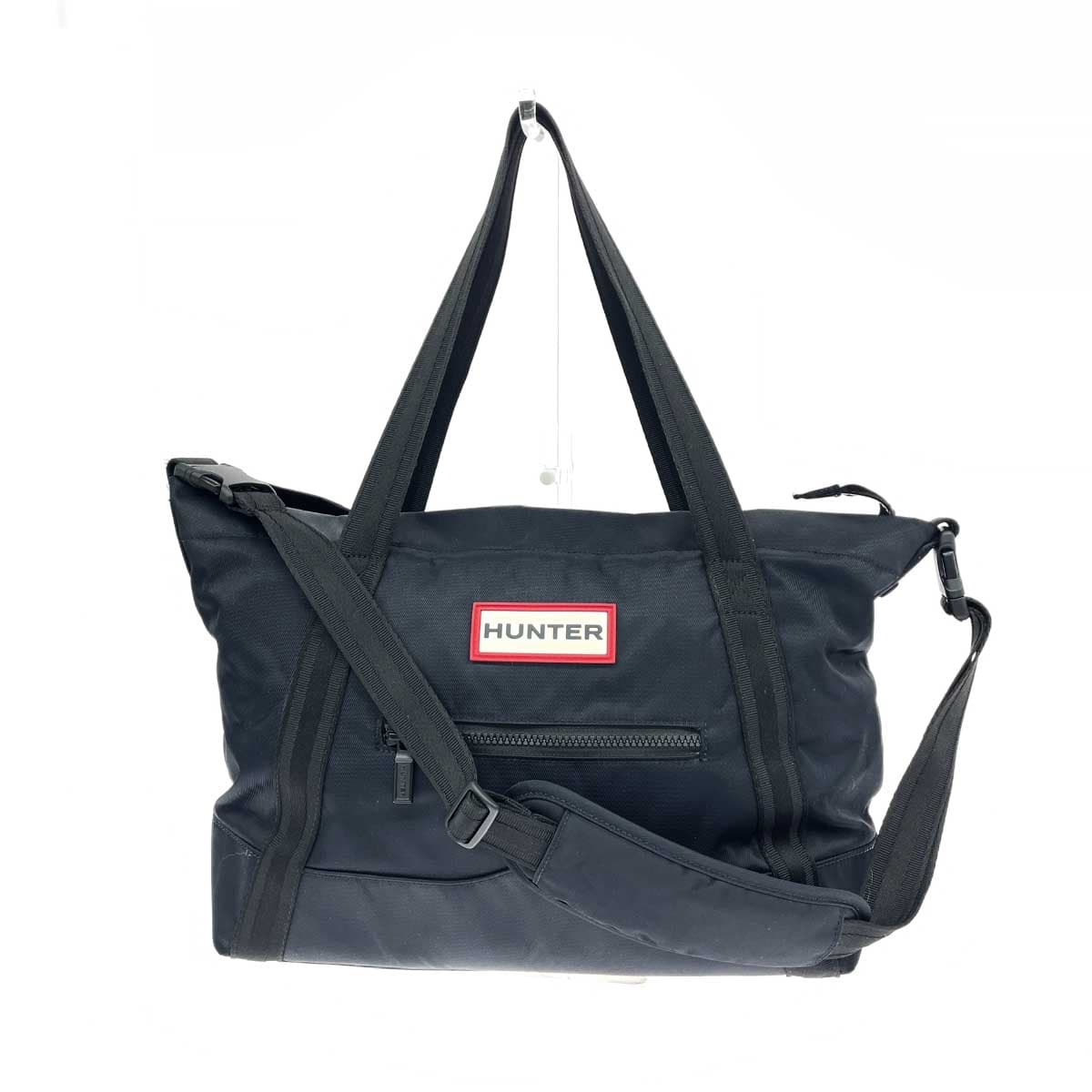 HUNTER 2WAY/Top Clip Tote Bag Good Condition Logo/Nylon Black Ladies