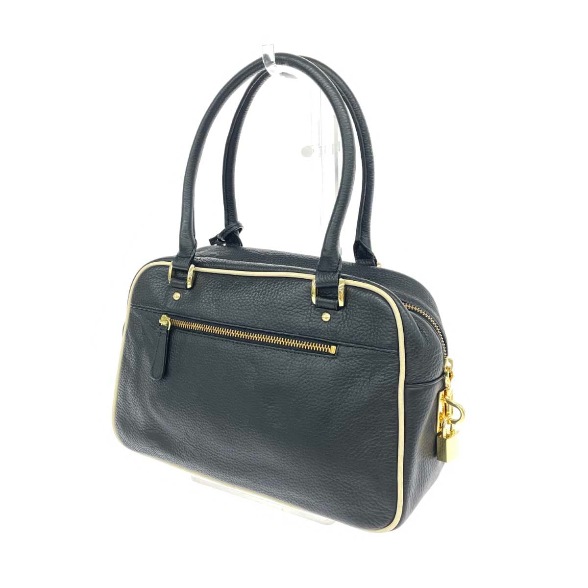 Falchi New York Boston Bag, Unused, Leather, Black, Women's 3