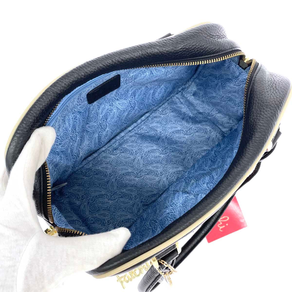 Falchi New York Boston Bag, Unused, Leather, Black, Women's 4