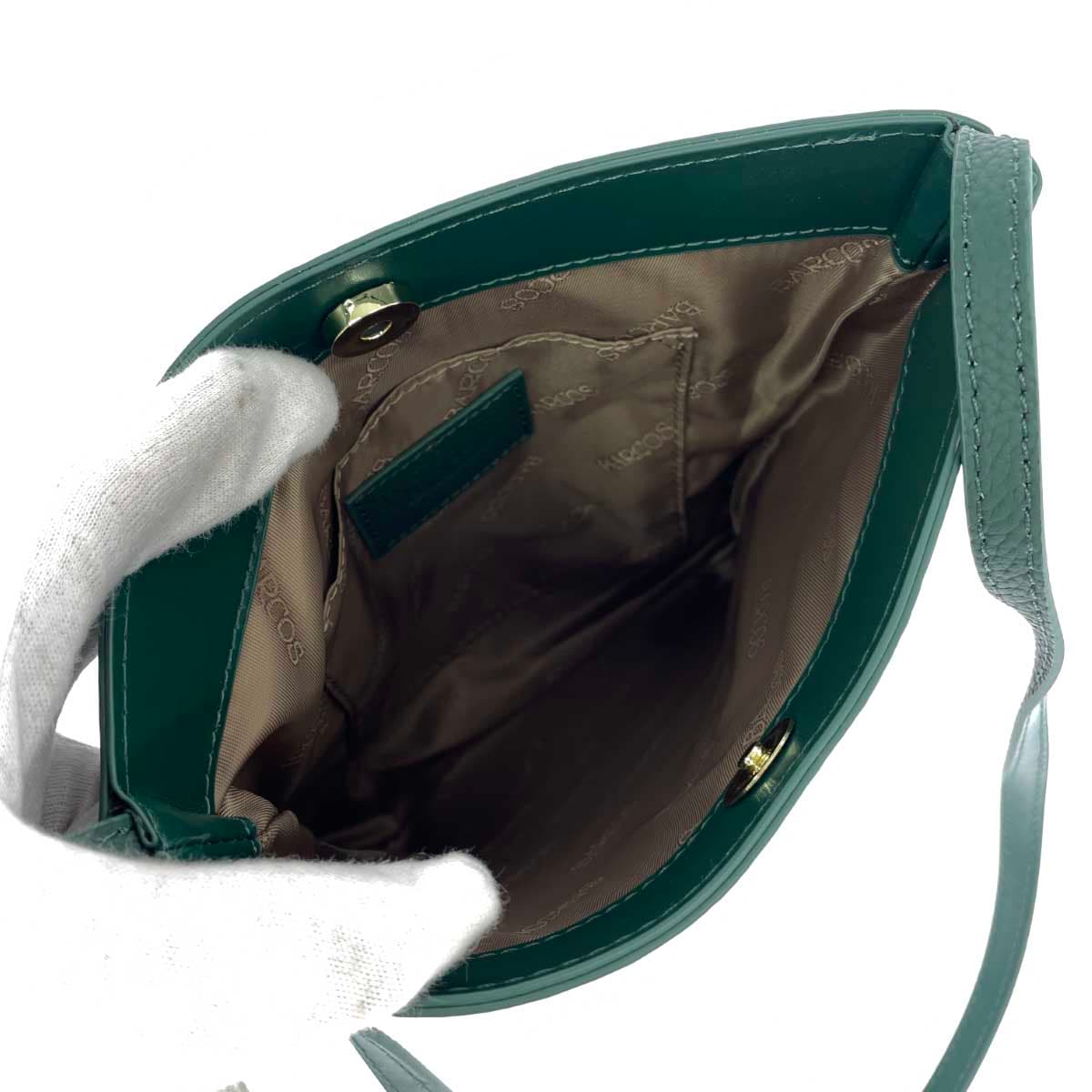 BARCOS Balcos Mini Shoulder Bag / Ponte Piccola Good Condition Shrink Leather Green Ladies 4