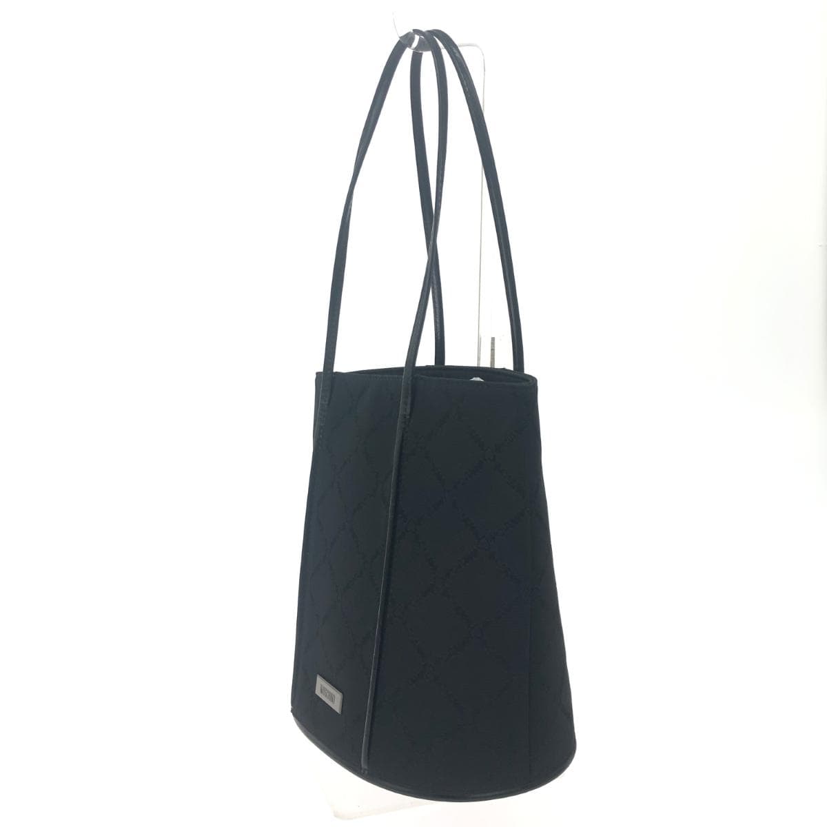 MOSCHINO Bucket Bag Logo/Nylon × Leather Black Women's 3