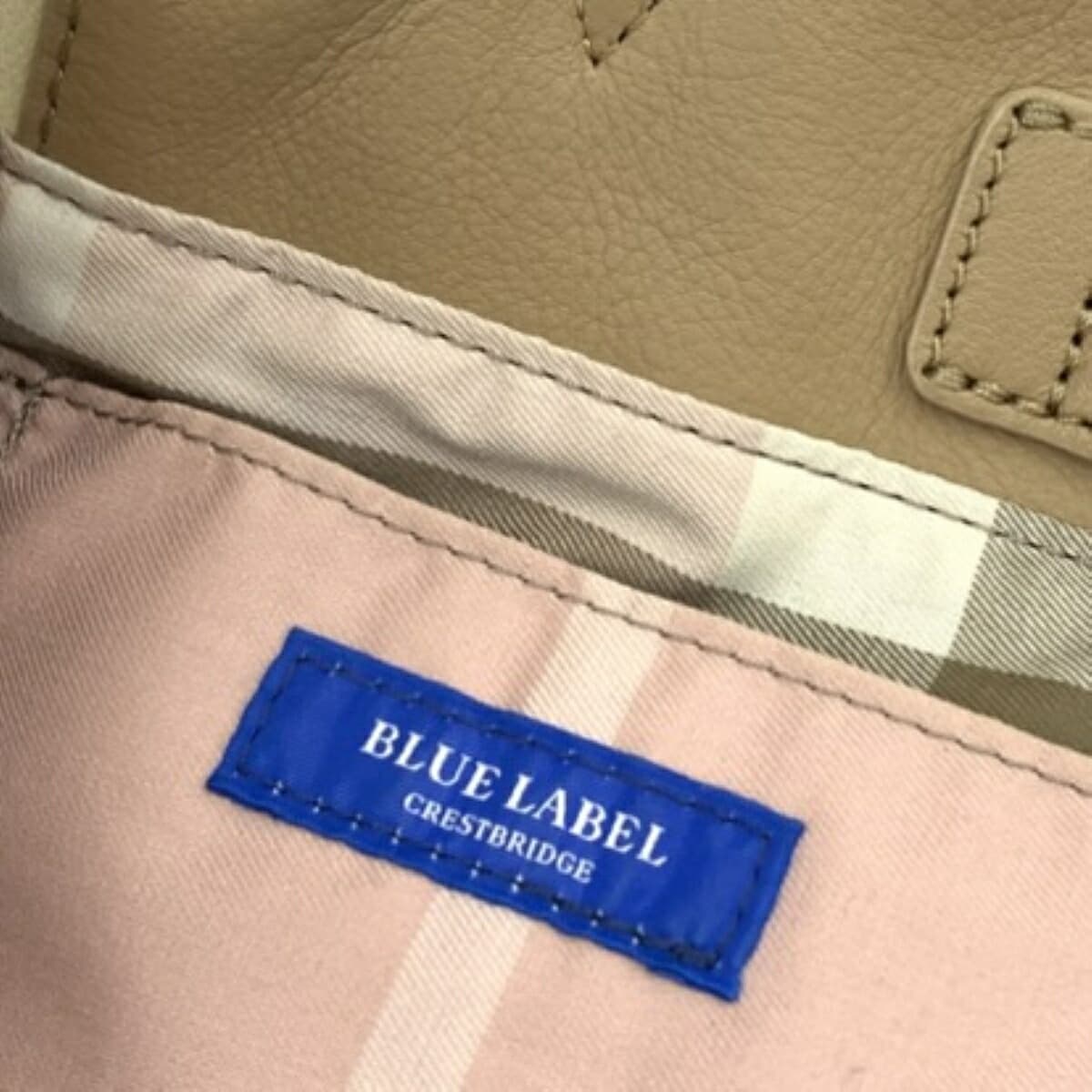 BLUE LABEL CRESTBRIDGE Handbag Leather/Inner Check Beige Women's 6