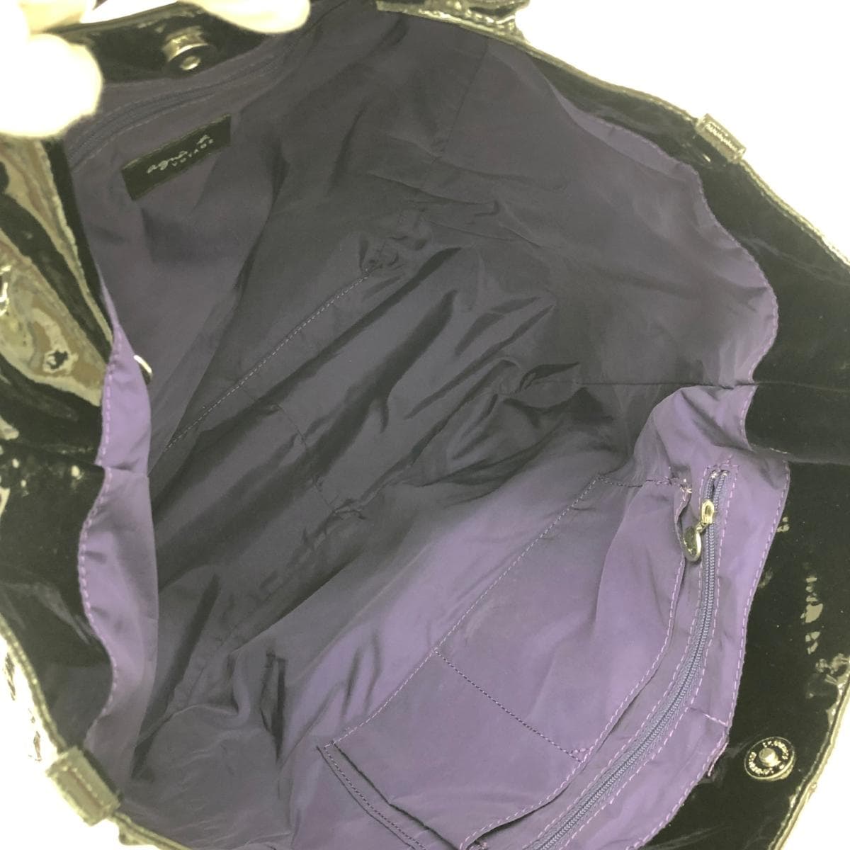 agnes b. Agnes B. Tote Bag Enamel Black Ladies 6