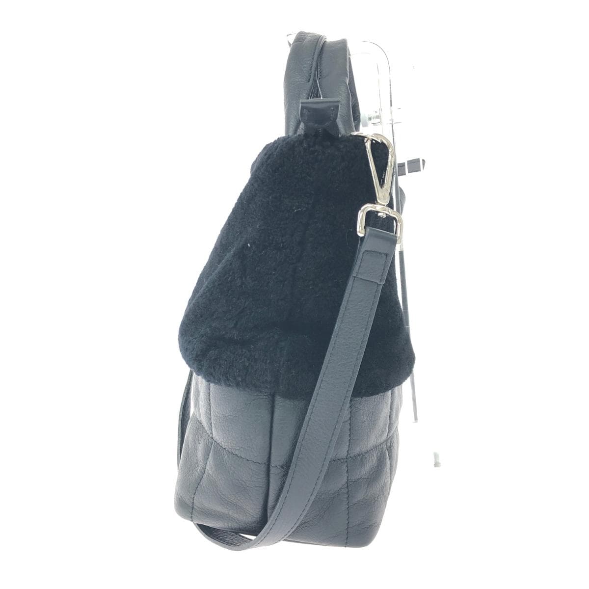 GIULIO GUERRA Giulio Guerra 2WAY Handbag Good condition Quilted/Mouton × Leather Black Women's 2