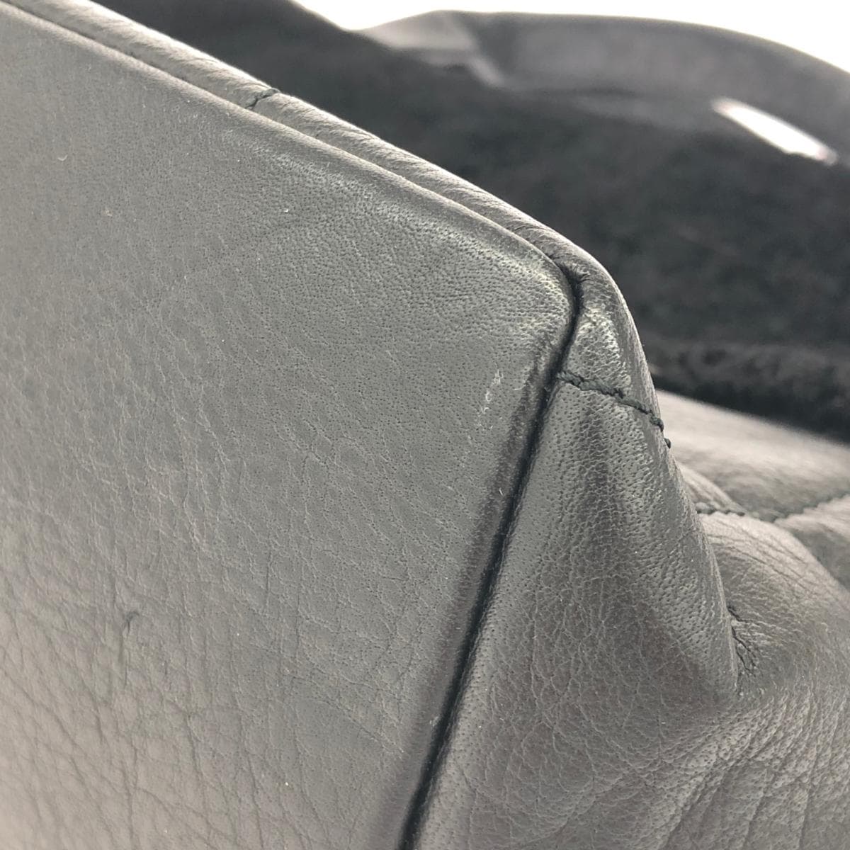 GIULIO GUERRA Giulio Guerra 2WAY Handbag Good condition Quilted/Mouton × Leather Black Women's 7