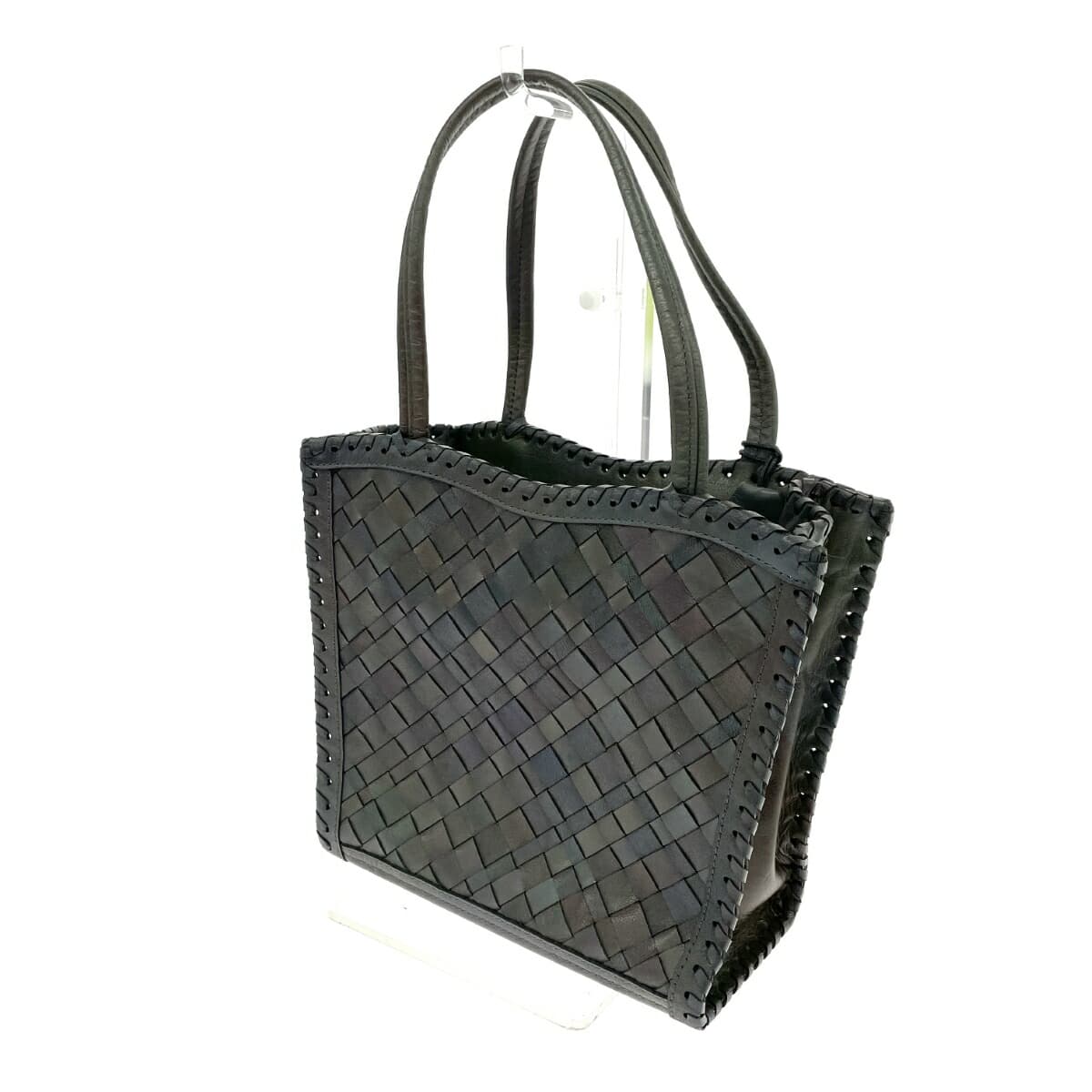 IBIZA Ibiza Tote Bag Good Condition Woven Leather Green Women's 3