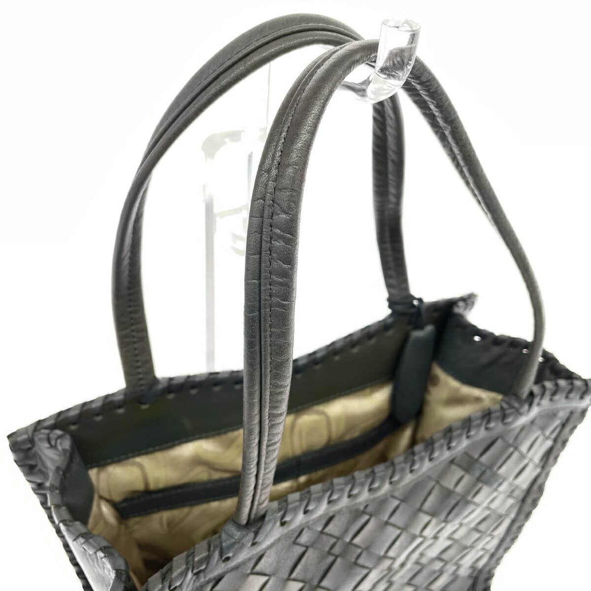 IBIZA Ibiza Tote Bag Good Condition Woven Leather Green Women's 4