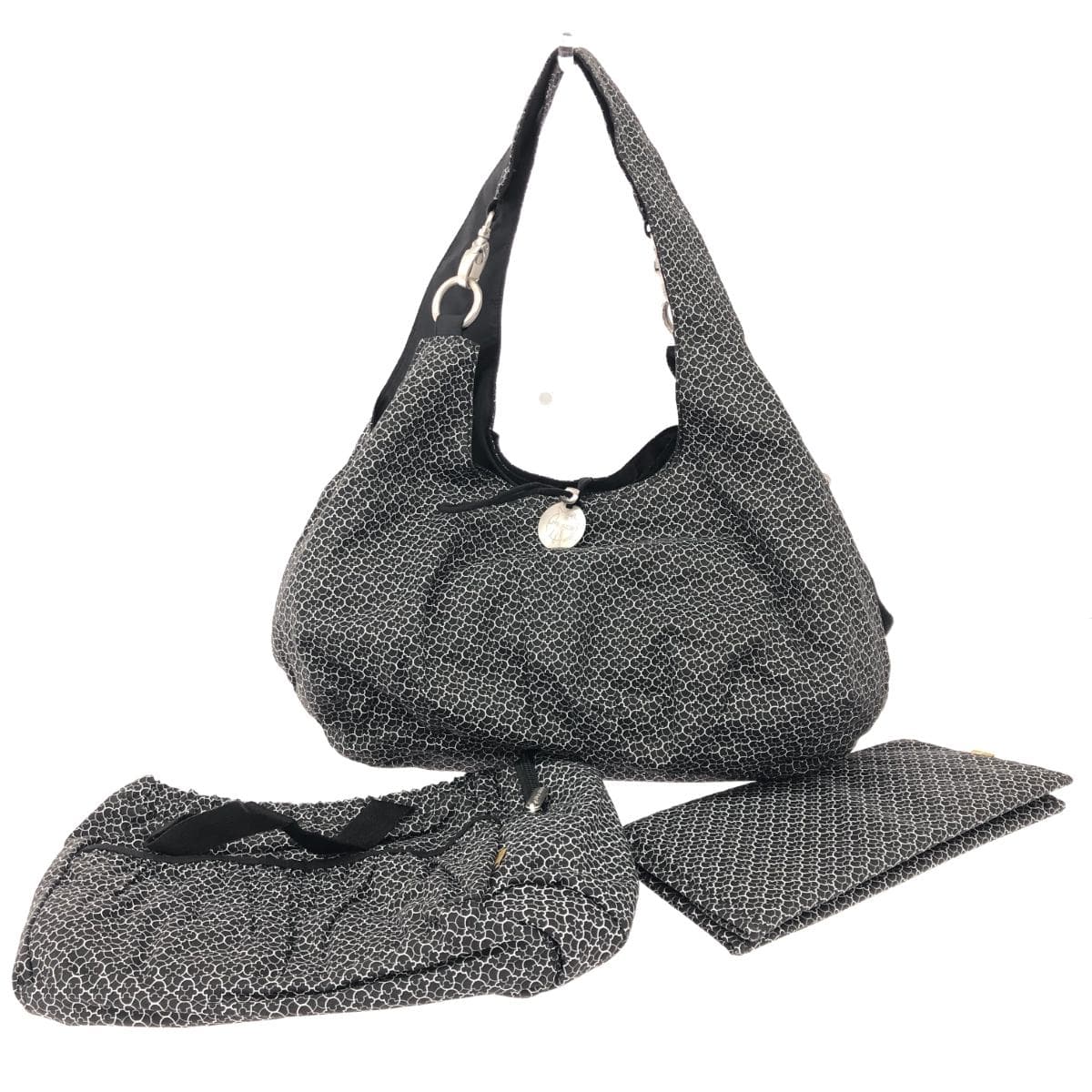 LASSIG Reshig 2WAY Mother's Bag Like New All-over Pattern/Sub Bag/Changing Mat Black Women's