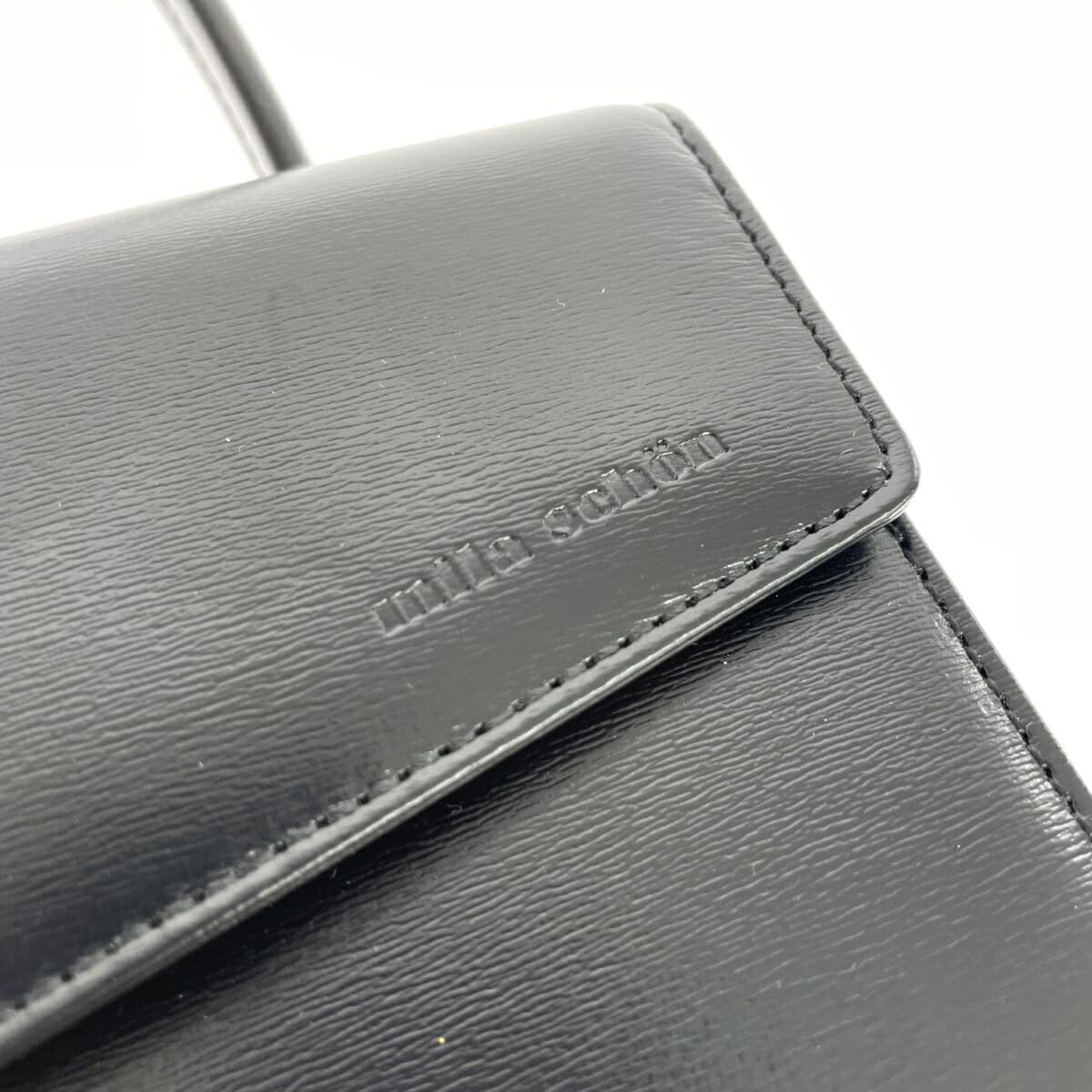 MILA SCHON handbag in good condition, leather, formal, black/gold color, for women 8