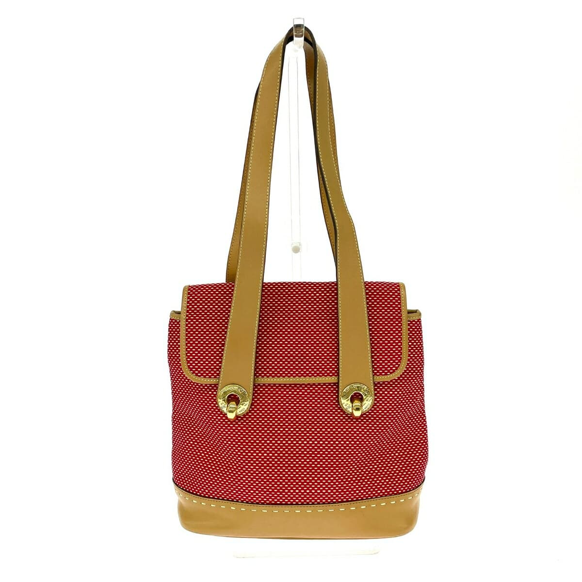 NINA RICCI Tote Bag Fabric × Leather Red Ladies