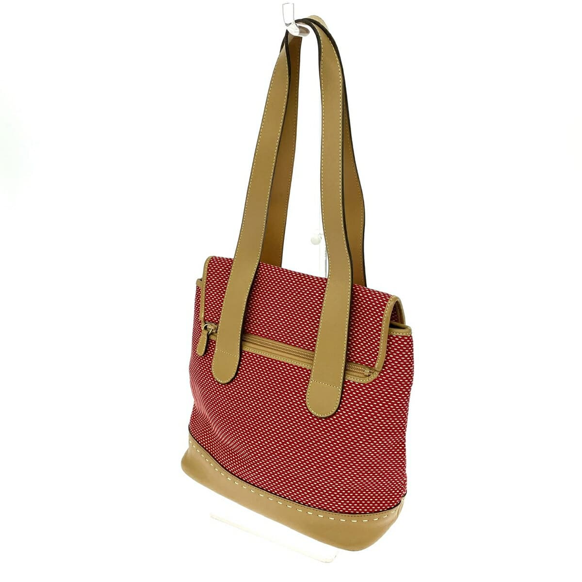 NINA RICCI Tote Bag Fabric × Leather Red Ladies 3