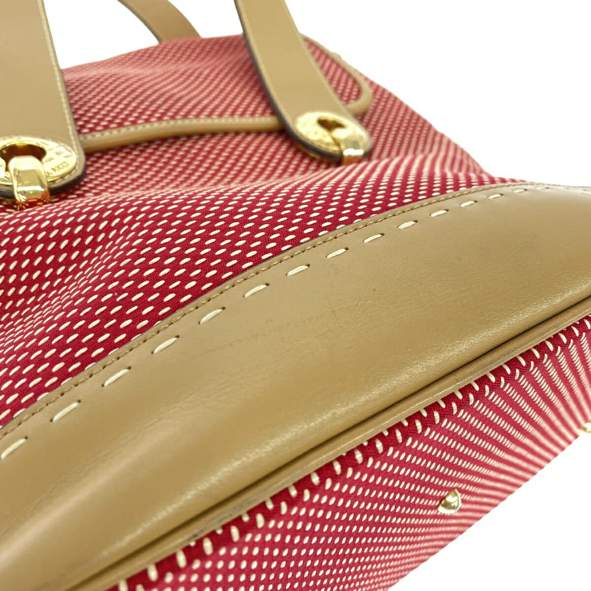 NINA RICCI Tote Bag Fabric × Leather Red Ladies 7