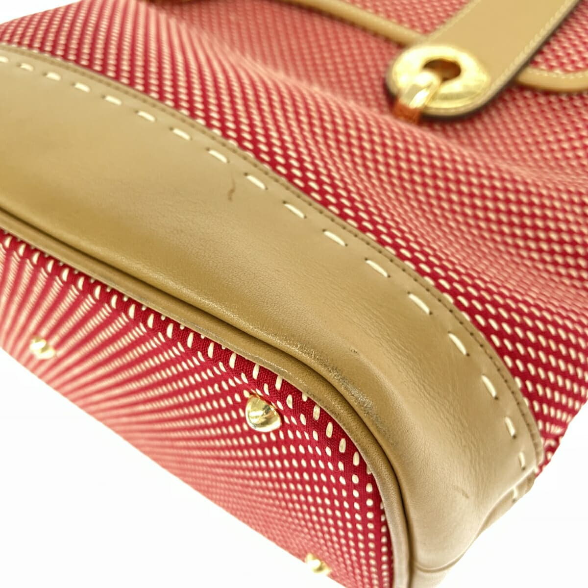 NINA RICCI Tote Bag Fabric × Leather Red Ladies 8