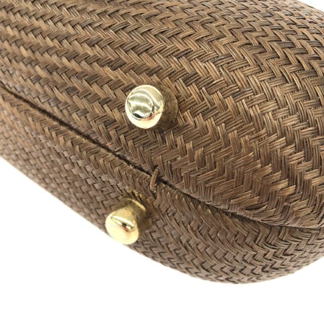 DESENYO Desenyo Desenyo / Buntal Bag Good condition Clutch / Metal Handle / Chain Shoulder / Natural Grass Basket Bag Brown Women's 7