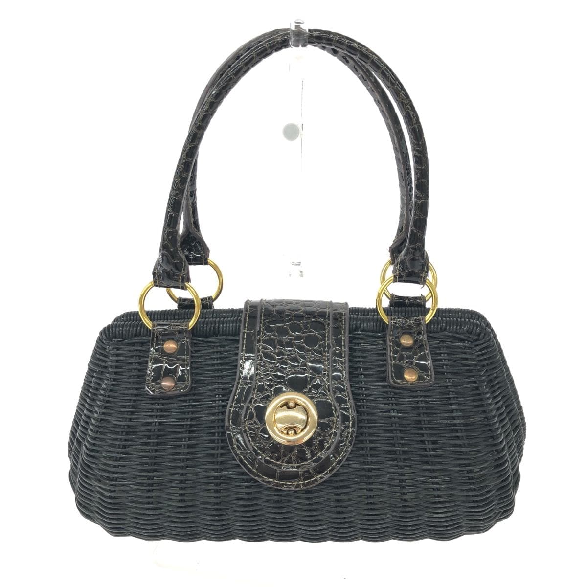MISCH MASCH handbag, rattan basket bag, black, ladies