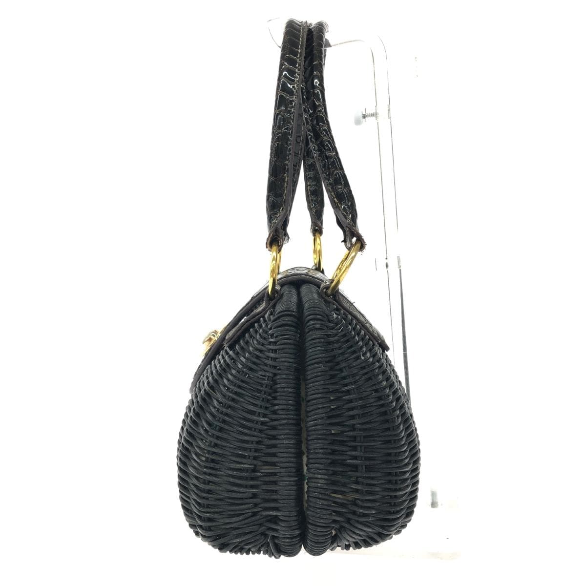 MISCH MASCH handbag, rattan basket bag, black, ladies 2