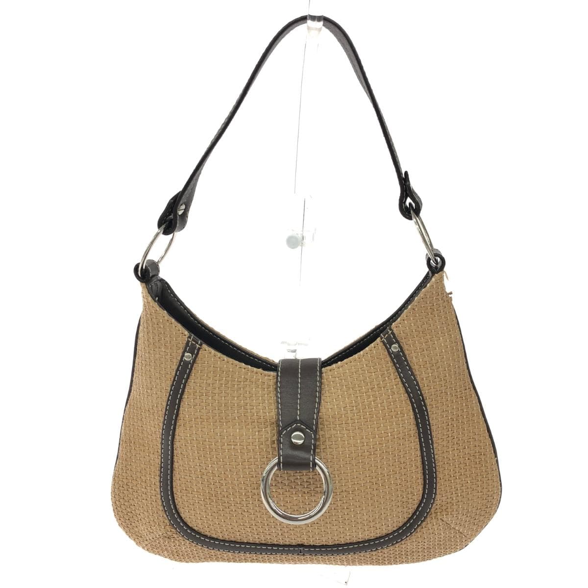 ICB One Shoulder Bag Fake Straw Beige Ladies