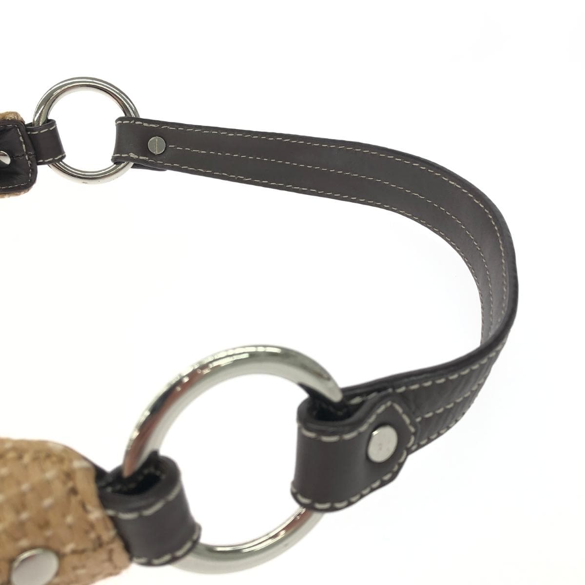 ICB One Shoulder Bag Woven Straw Beige Ladies 5