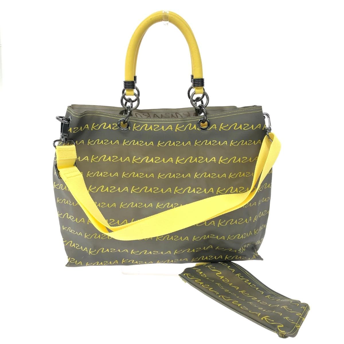 KRIZIA 2WAY Handbag Total Logo/PVC Gray Women's