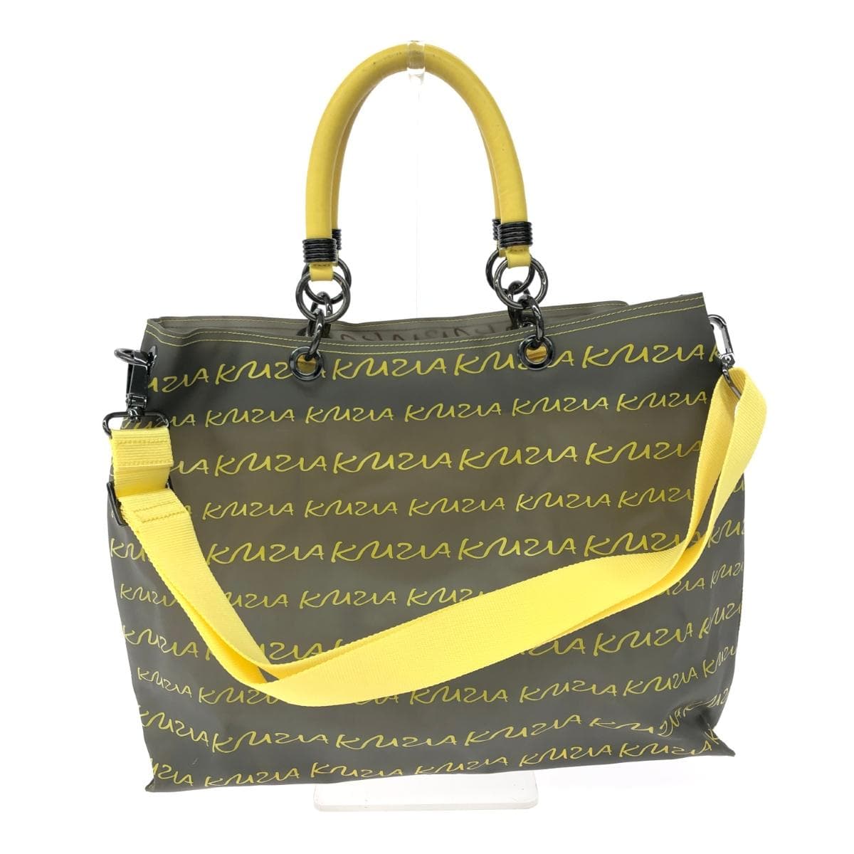 KRIZIA 2WAY Handbag Total Logo/PVC Gray Women's 2