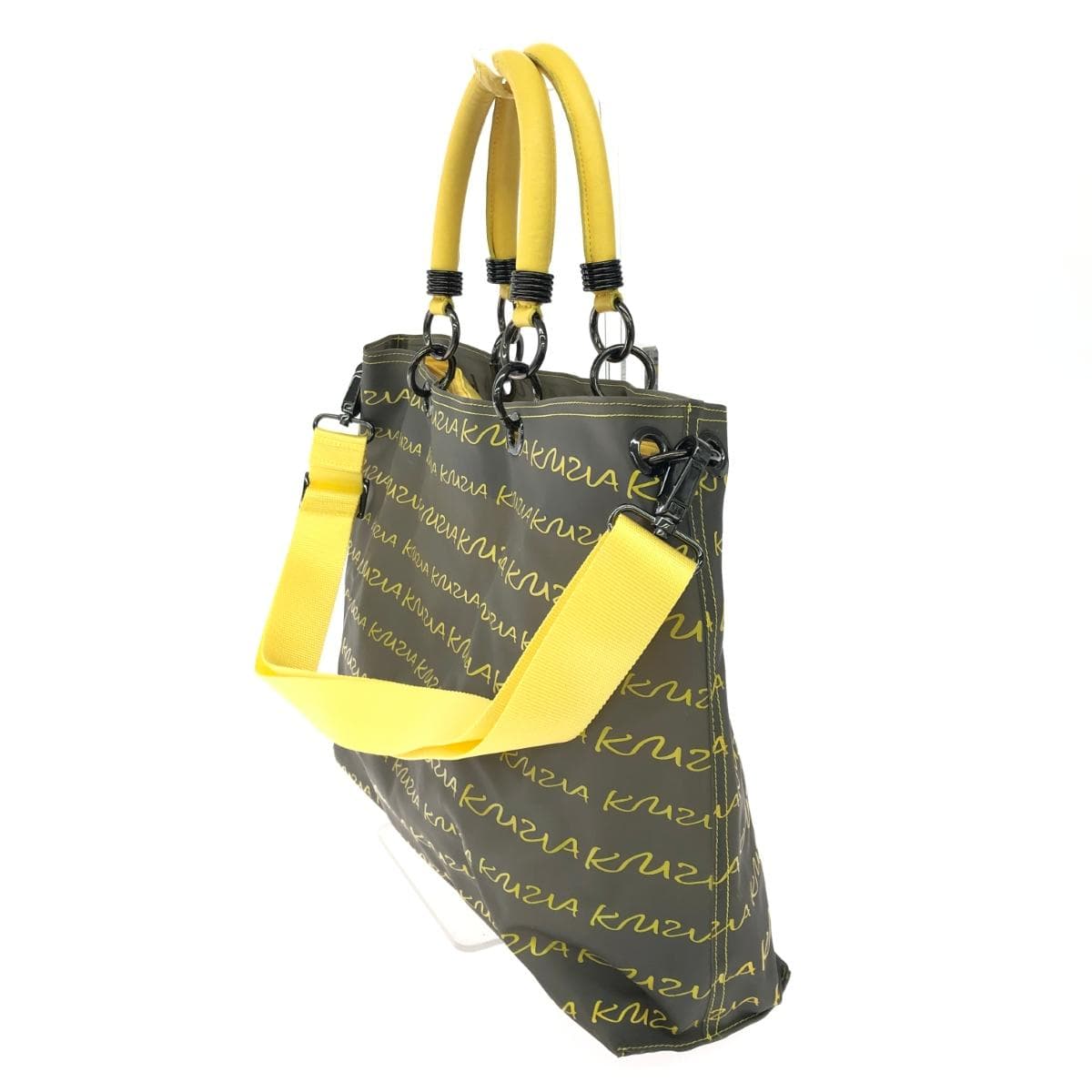 KRIZIA 2WAY Handbag Total Logo/PVC Gray Women's 4