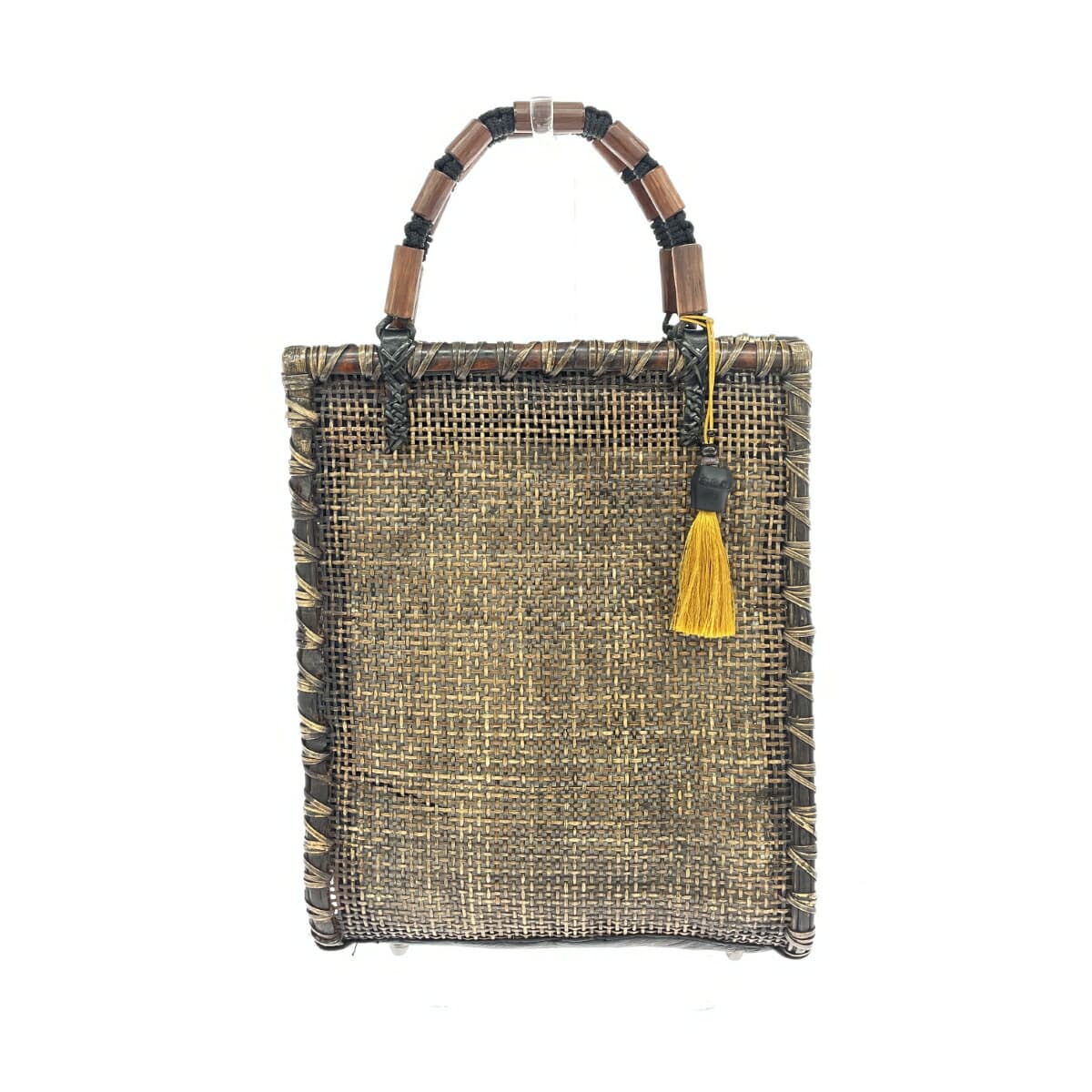 No-brand basket bag in good condition, tassel, natural grass, brown, ladies