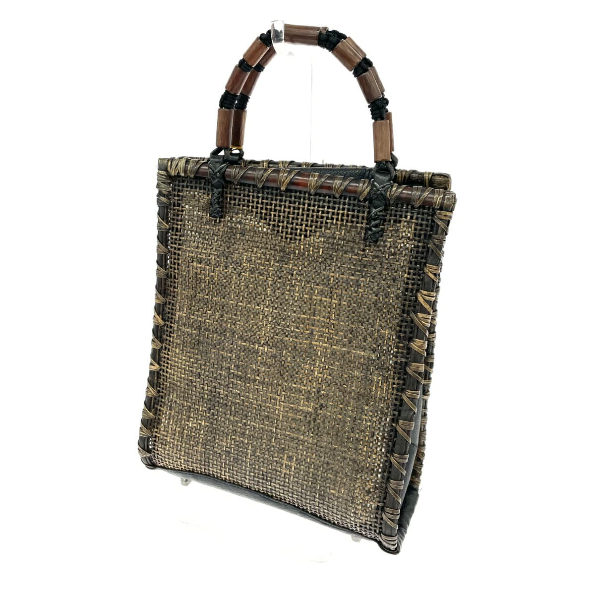 No-brand basket bag in good condition, tassel, natural grass, brown, ladies 3