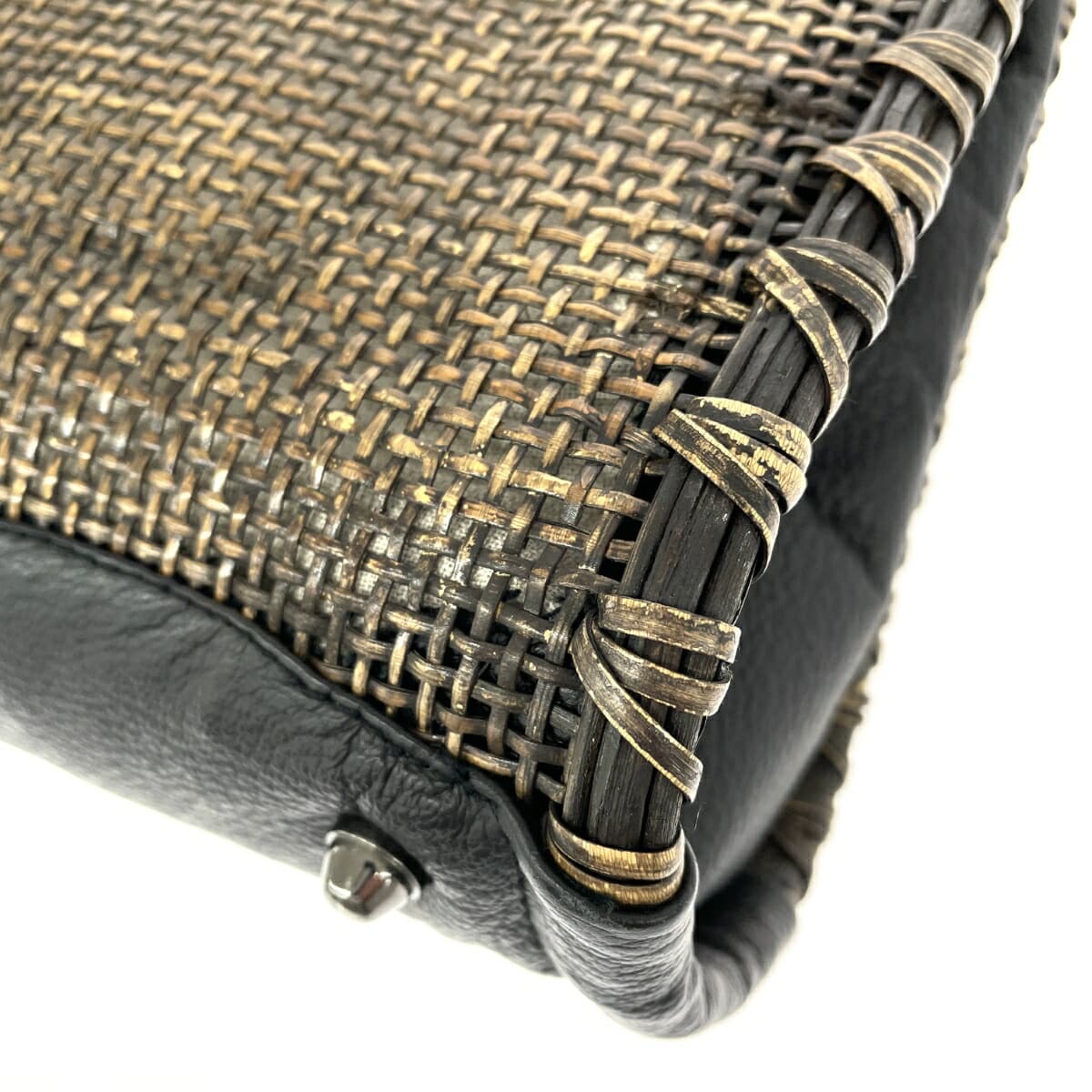 No-brand basket bag in good condition, tassel, natural grass, brown, ladies 9