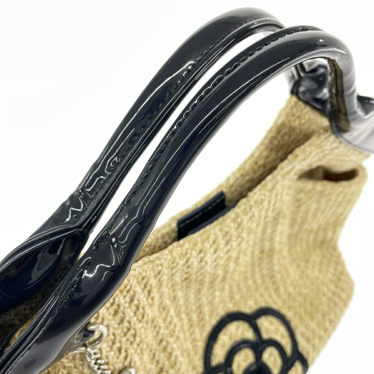 CLATHAS basket bag in good condition, Woven Straw camellia, beige, for ladies 4