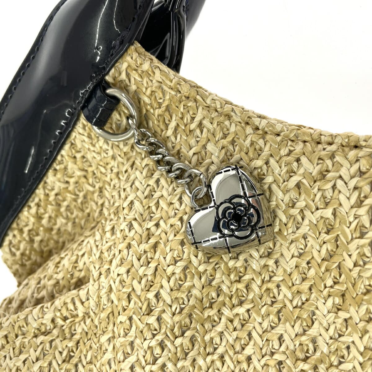 CLATHAS basket bag in good condition, Woven Straw camellia, beige, for ladies 6