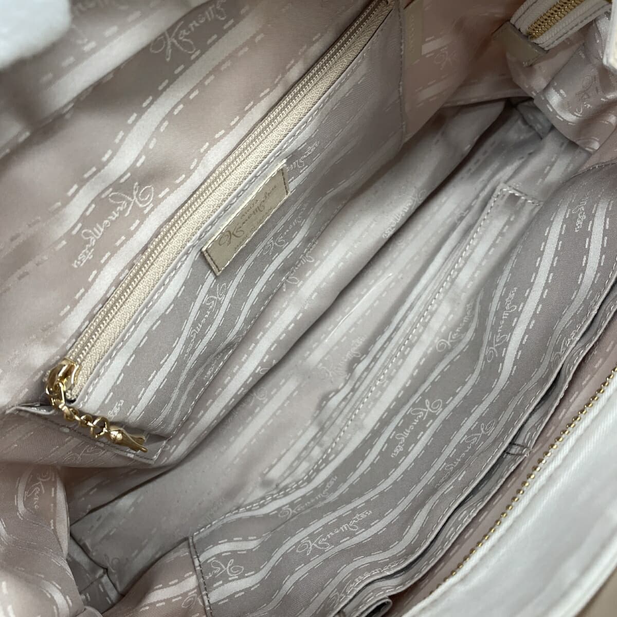 Ginza Kanematsu Mesh Tote Bag Organdy Floral Pattern Embroidery Leather Beige Ladies 7